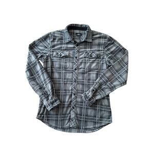 O'Neill SUPERFLECE Button up Fleece Jacket/sweater, size men's Med. Gray Plaid.
